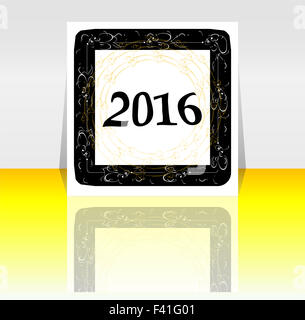 Happy new year 2016 symbol with calligraphic design on abstract background. Stock Photo