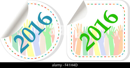new year 2016 violet icon new years symbol original modern design for web and mobile app on white background with reflection Stock Photo