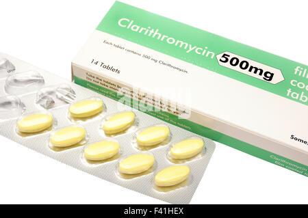 Clarithromycin tablets antibiotics belonging to a group of medicines known as macrolides Stock Photo