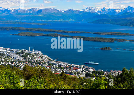 Panoramic view of Molde on Moldefjord shore, Møre og Romsdal province, Norway Stock Photo