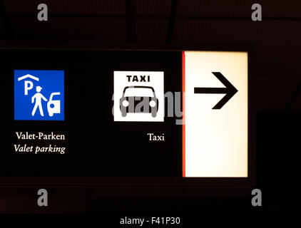 Directory sign for parking and taxi rank Stock Photo