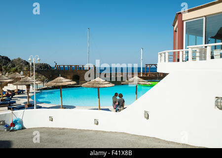 Swimming pool, Kalypso Cretan Village Hotel, Karavos, Plakias,  Rethymno regional unit, Crete, Greece Stock Photo