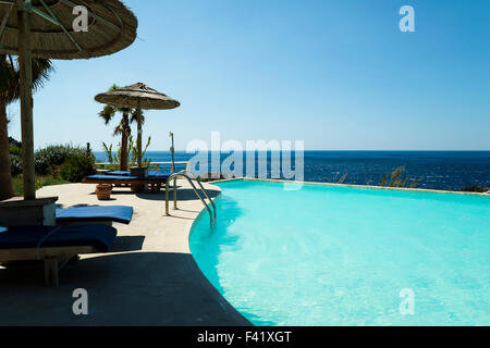 Swimming pool, Kalypso Cretan Village Hotel, Karavos, Plakias,  Rethymno regional unit, Crete, Greece Stock Photo