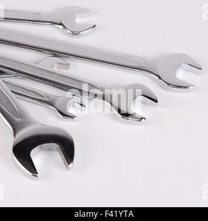 Set of spanners for repair close-up Stock Photo