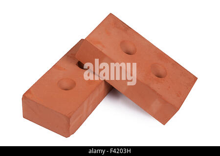 Red building brick isolated on white Stock Photo