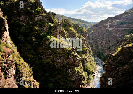 Daluis Gorge and its river, valley of the wild Maritime Alps, French Alps, France Stock Photo