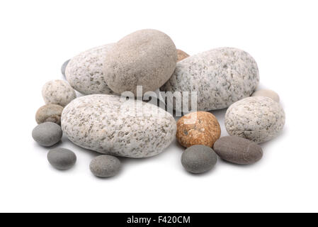 Group of various pebbels isolated on white Stock Photo