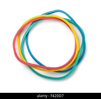 Top view of colorful rubber bands isolated on white Stock Photo