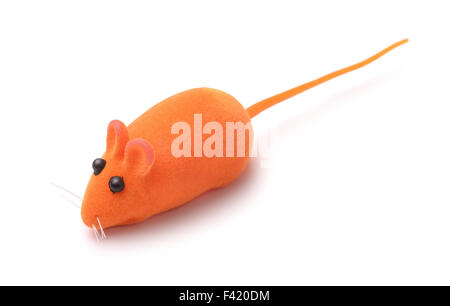 Orange pet toy mouse isolated on white Stock Photo
