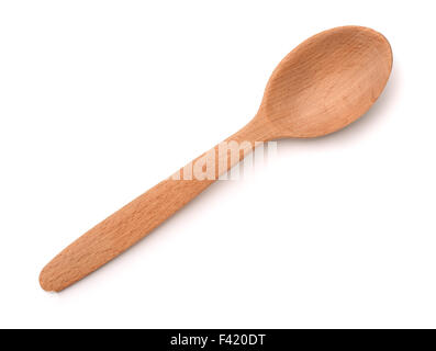 Top view of wooden spoon isolated on white Stock Photo