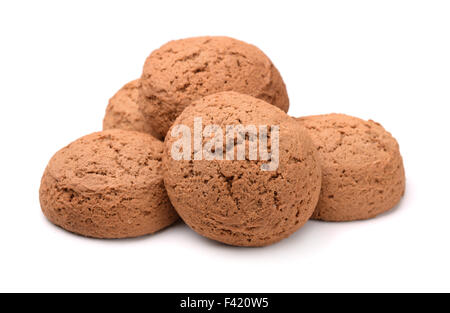 Group of oatmeal cookies isolated on white Stock Photo