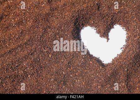 heart shape on cocoa powder Stock Photo