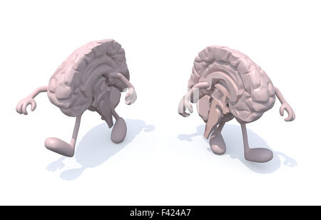 two half brains that walk, 3d illustration Stock Photo