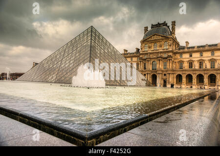 PARIS-DECEMBER 06: The Louvre Art Museum on December 06, 2012 in Paris, France. A central landmark of Paris, over 35000 objects  Stock Photo