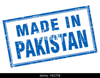 Pakistan blue square grunge made in stamp Stock Photo