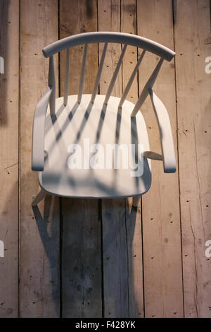 Wooden empty white chair, view from above Stock Photo