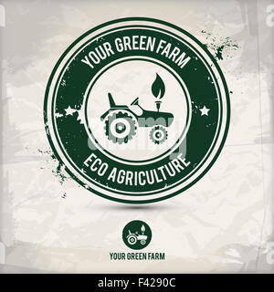 alternative green farm stamp on textured background Stock Photo