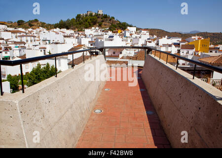 View over town rooftops towards the mountains Monda, Andalusia, Spain, Western Europe Stock Photo