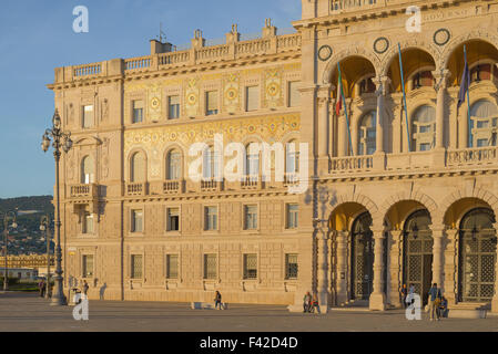 Trieste Palazzo,del Governo, detail of the Palazzo del Governo in Trieste's main square,the Piazza dell Unita d'Italia. Stock Photo