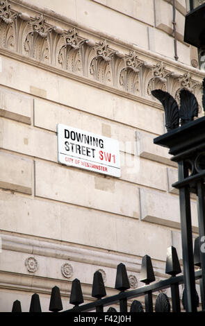 Downing Street SW1 Sign - Whitehall - london UK Stock Photo