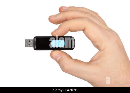 Flash usb memory drive in hand Stock Photo