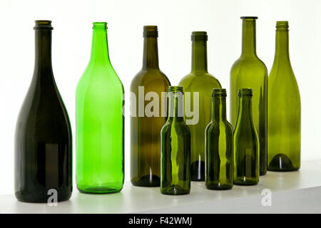 Glass bottles for wine selection at display Stock Photo