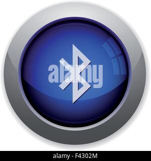 Blue glossy bluetooth web button Stock Vector