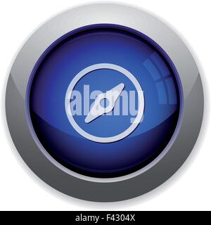 Blue glossy compass web button Stock Vector