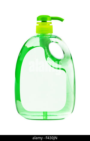 Green plastic bottle Stock Photo
