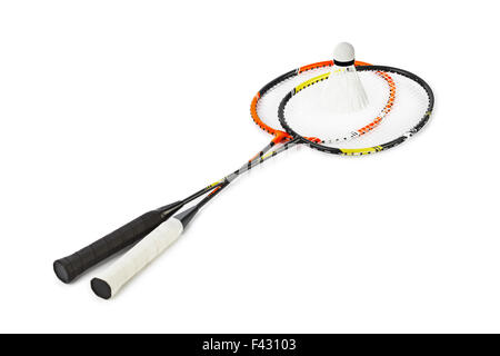 Badminton racket and shuttlecock Stock Photo