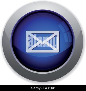 Blue glossy mail web button Stock Vector