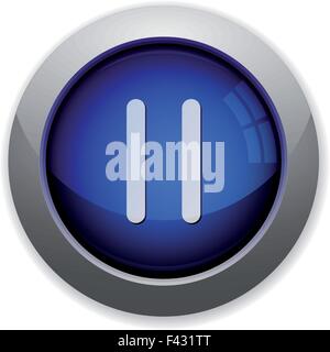 Blue glossy media pause web button Stock Vector