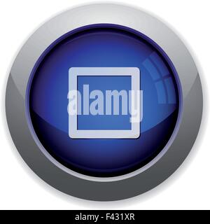 Blue glossy media stop web button Stock Vector