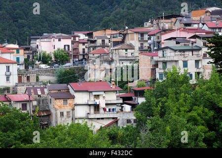 Panaroma of Delianuova, an Italian village in Calabria. Stock Photo