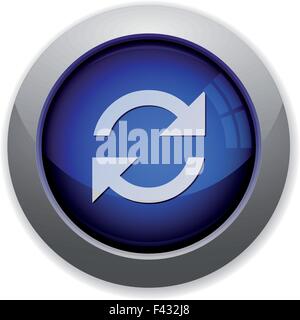 Blue glossy refresh web button Stock Vector