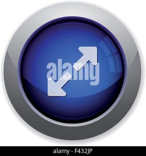 Blue glossy resize web button Stock Vector