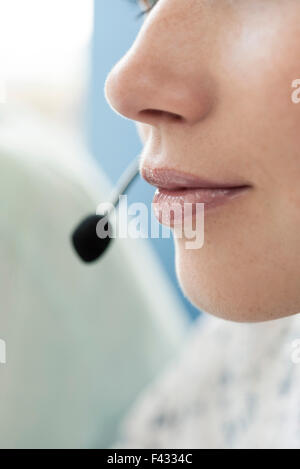 Call center operators deliver customer service Stock Photo