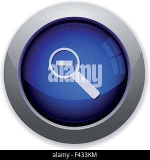 Blue glossy zoom out web button Stock Vector