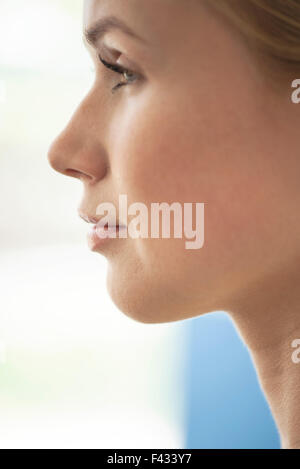 Woman's face, profile, close-up Stock Photo