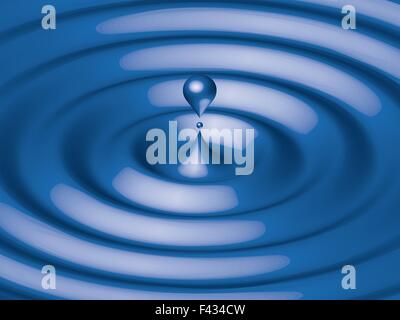 Blue 3D vector waves with a drop in it's center Stock Vector