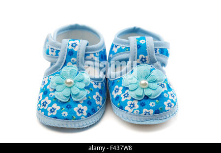 Pair of blue baby shoes.