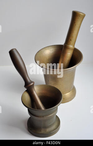 A mortar, and a pestle. Indispensable in the kitchen for a gourmet-enthusiast. Stock Photo