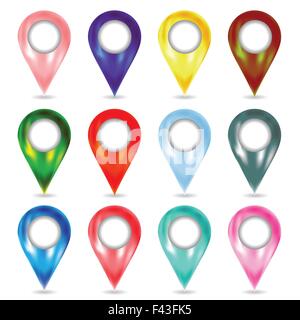 set of colorful map pointers isolated on white background. vector icons ...