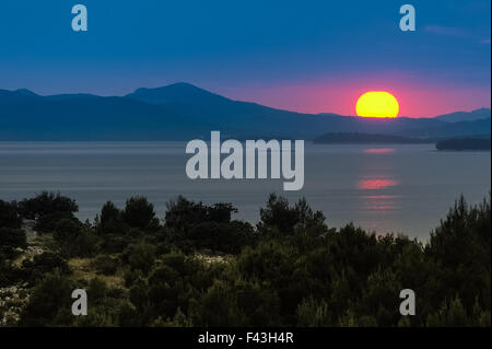 Mystic sunset island in Croatia Stock Photo