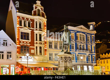 Statue of Ludvig Holberg in Bergen - Norway Stock Photo