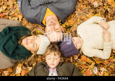 Young family doing a head circles Stock Photo