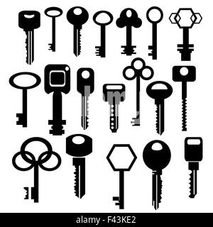 Set of black silhouettes of door keys, vector Stock Photo - Alamy