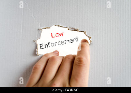 Law enforcement text concept isolated over white background Stock Photo