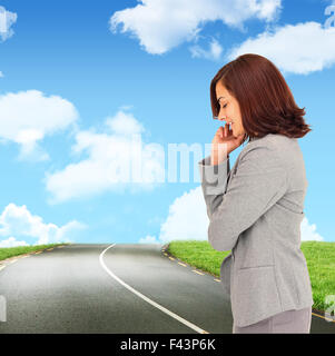 Composite image of happy businesswoman Stock Photo