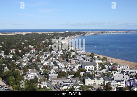 An aerial view of the town of Provincetown, Massachusetts. Stock Photo